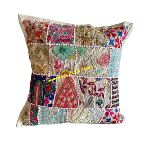 Multicolor Vintage Sari Patchwork Cushion Covers