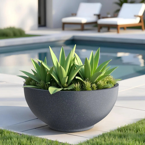 24 Inch FOX B KTR Grey FRP Bowl Planter