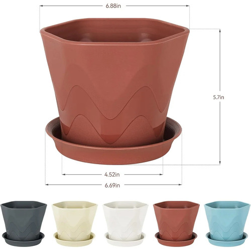 6 Inch Hexa Shape Plastic Flower Pot