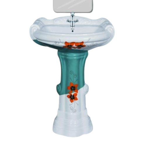 Aqua Green Big Sterling Pedestal Wash Basin