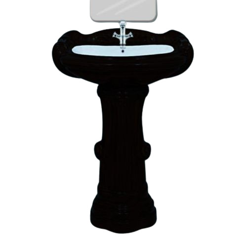 Black Big Sterling Pedestal Wash Basin 