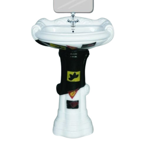 Black Designer Big Sterling Pedestal Wash Basin