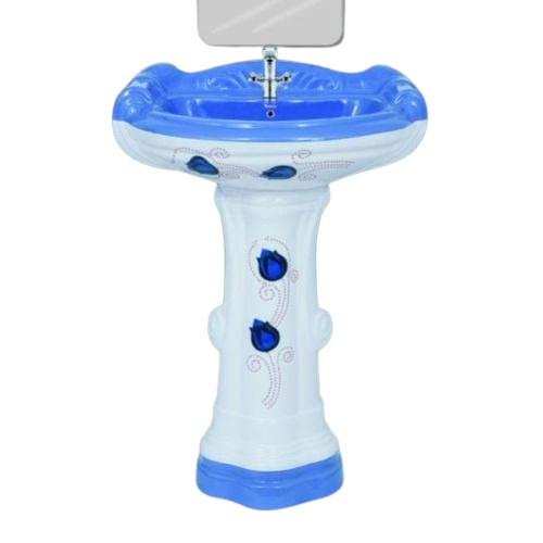 Blue Big Sterling Pedestal Wash Basin 