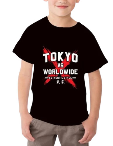 Boys Black Printed Cotton T Shirt