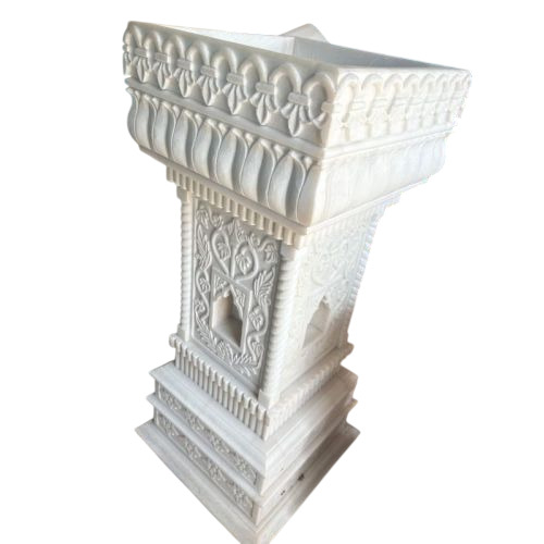 Designer White Marble Tulsi Pot