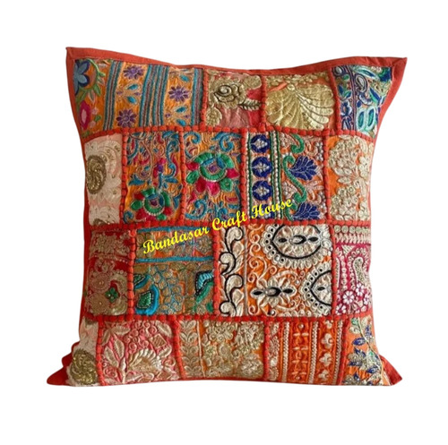 Embroidered Vintage Sari Patchwork Cushion Covers