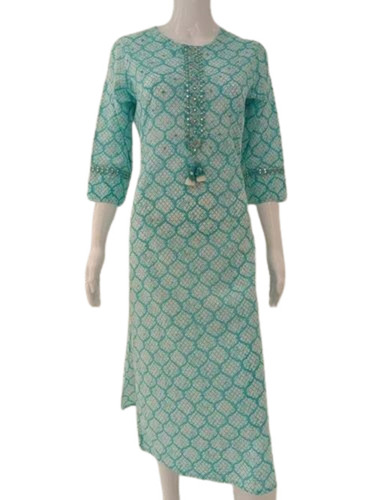 Ladies Light Blue Printed Kurti