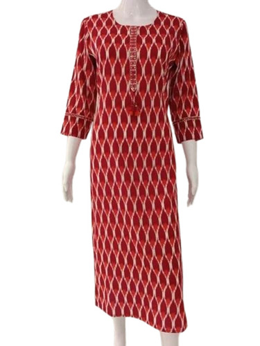 Ladies Maroon Printed Rayon Kurti