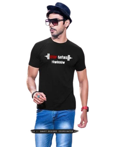 Men Black Color Printed T Shirt