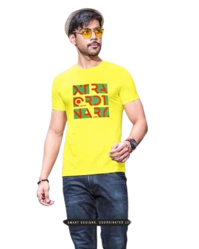 Men Yellow Color Printed T Shirt