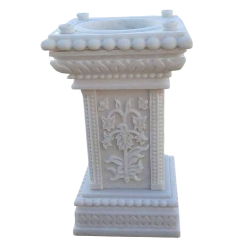 Natural White Marble Tulsi Pot