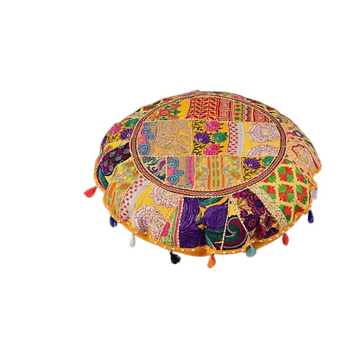Round Patchwork Pouffe Cushion Cover