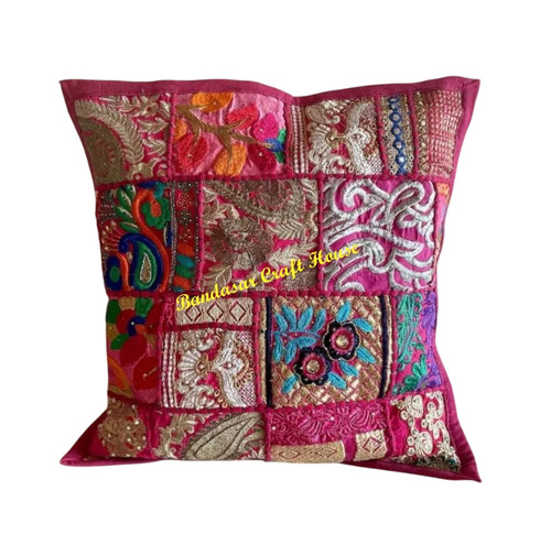 Square Vintage Sari Patchwork Cushion Covers