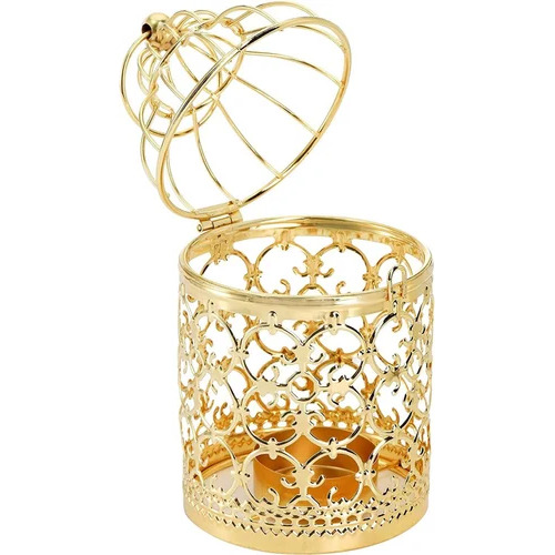 Brass Cage Shape T-Light Candle Holder