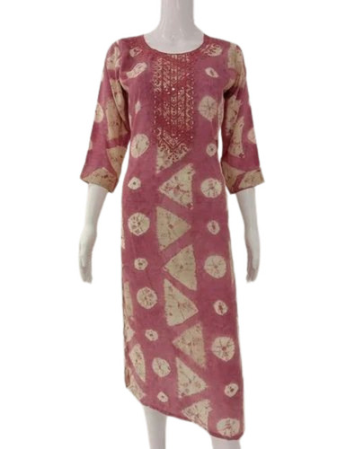 Cotton Pink Printed Kurti