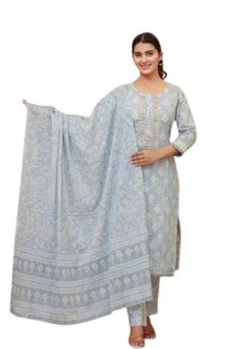Light Grey Cotton Kurti Pant Set