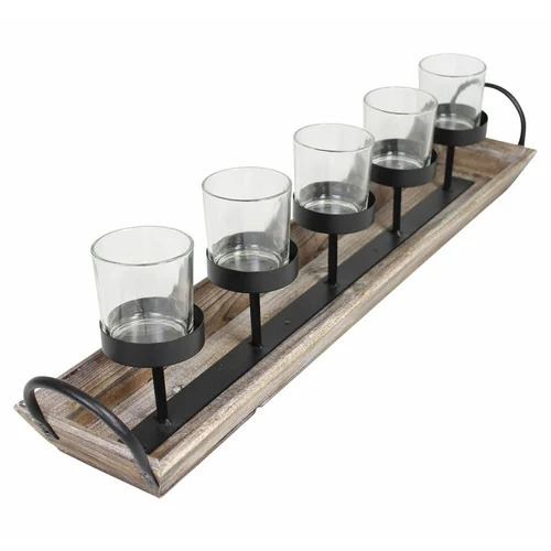 Wood and Metal Candle Holder