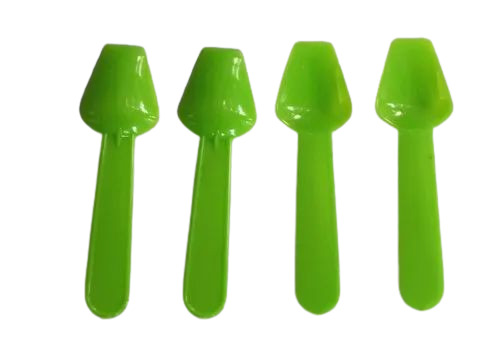 Green Color Small Plastic Disposable Spoons