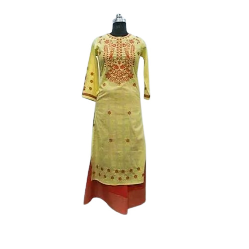 Ladies Yellow Printed Palazzo Suit - Cotton Size 38-46 Embroidered 3/4th Sleeve | Breathable Anti Wrinkle Quick Dry Comfortable Fit