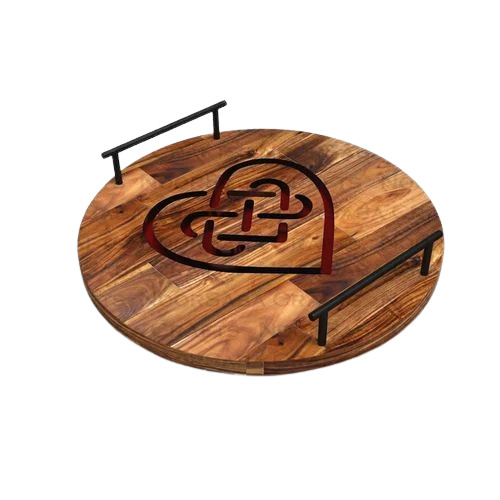 Printed Round Wooden Serving Tray