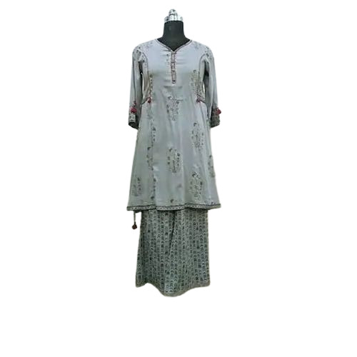 Women Embroidered Cotton Palazzo Suit - Design: Standard
