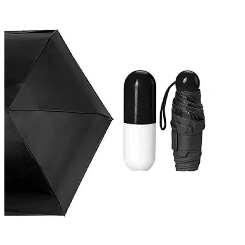 Black 3 Fold Mini Capsule Umbrella