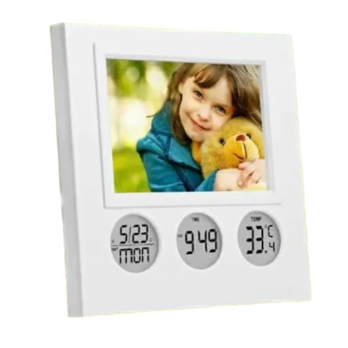 Bubble Clock With Photo Frame - Color: White