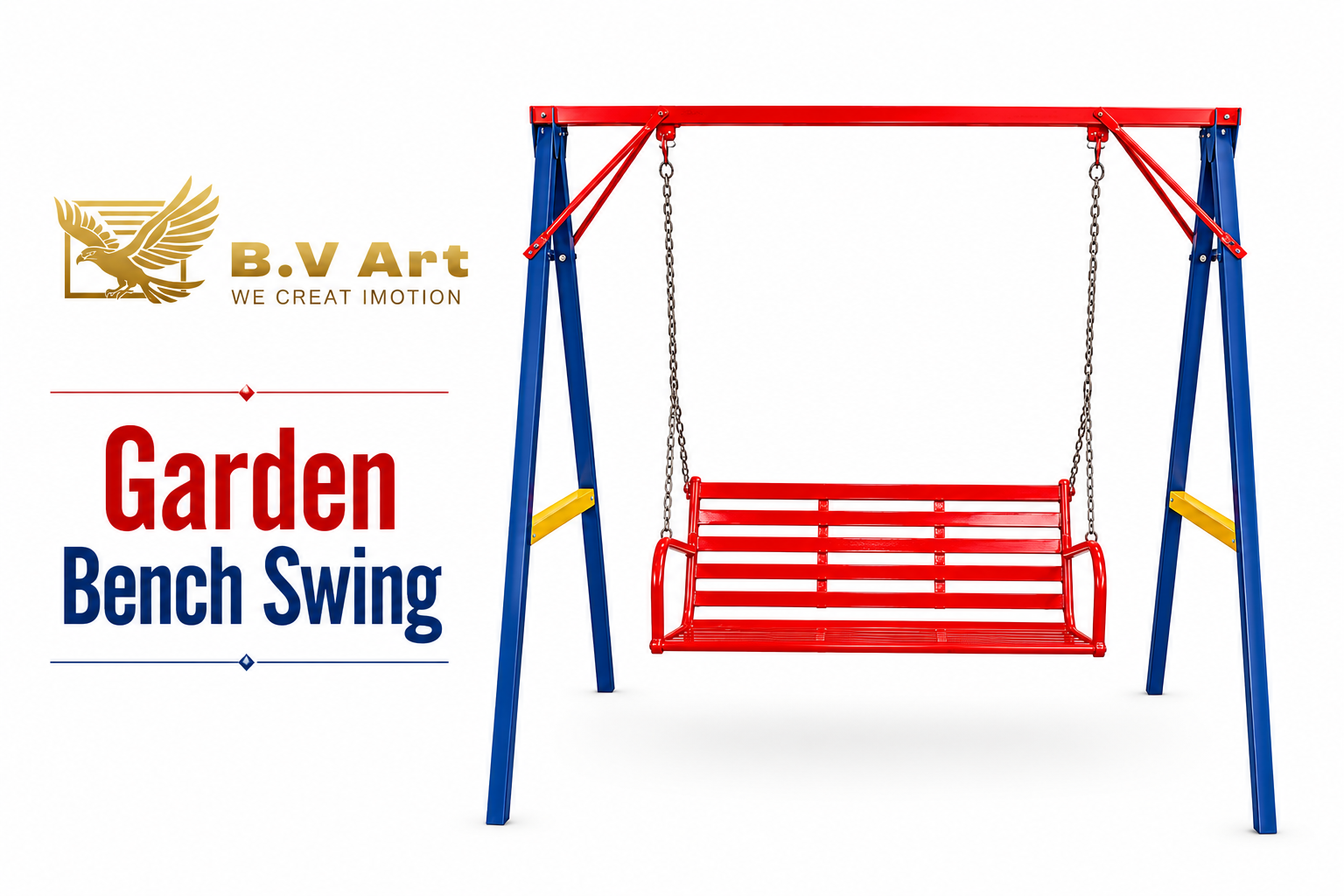 Garden Bench Swing - Color: Red & Blue