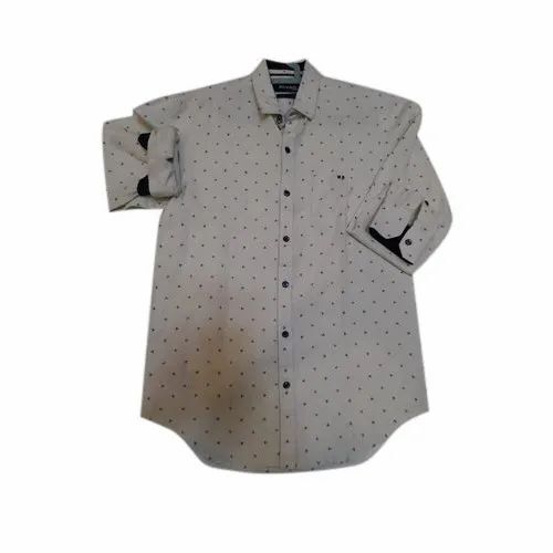 Men Dot Printed Cotton Shirt
