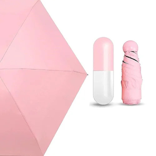 Pink 3 Fold Mini Capsule Umbrella