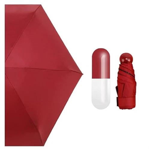 Red 3 Fold Mini Capsule Umbrella