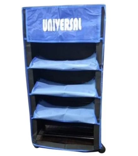 5 Layer Blue Cloth Shoe Rack