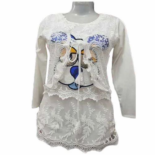 Ladies Full Sleeve Top - Cotton, Small to Large, White | Embroidered, Lightweight, Soft, Comfortable, Breathable