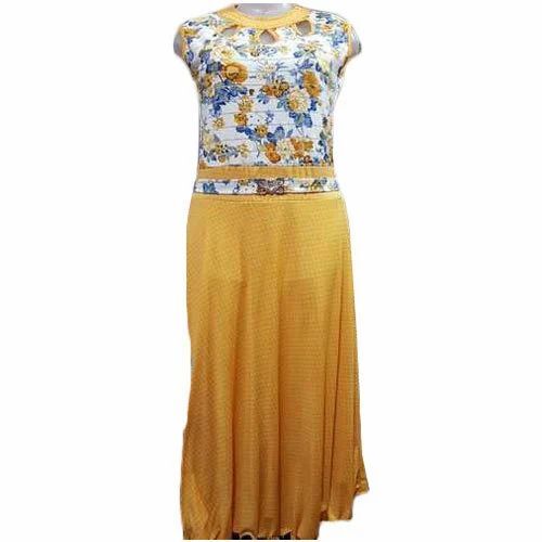 Ladies Sleeveless Long Dress - Cotton, Sizes S-XXL, Printed, Round Neck | Breathable, Anti-Wrinkle, Quick Dry, Comfortable Fit