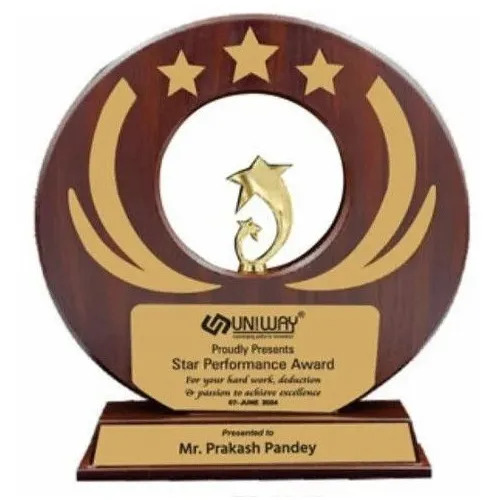 11 Inch Brown Wooden Star Performance Corporate Trophy