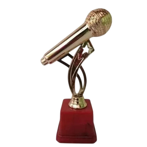 12.5 Inch Golden Metal Microphone Design Trophy
