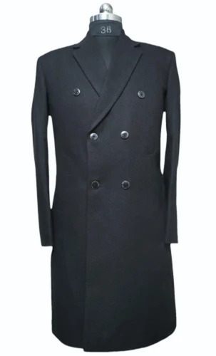 Black Italian Premium Tweed Long Men Coat