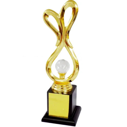 Ribbon Crystal Brass Trophy