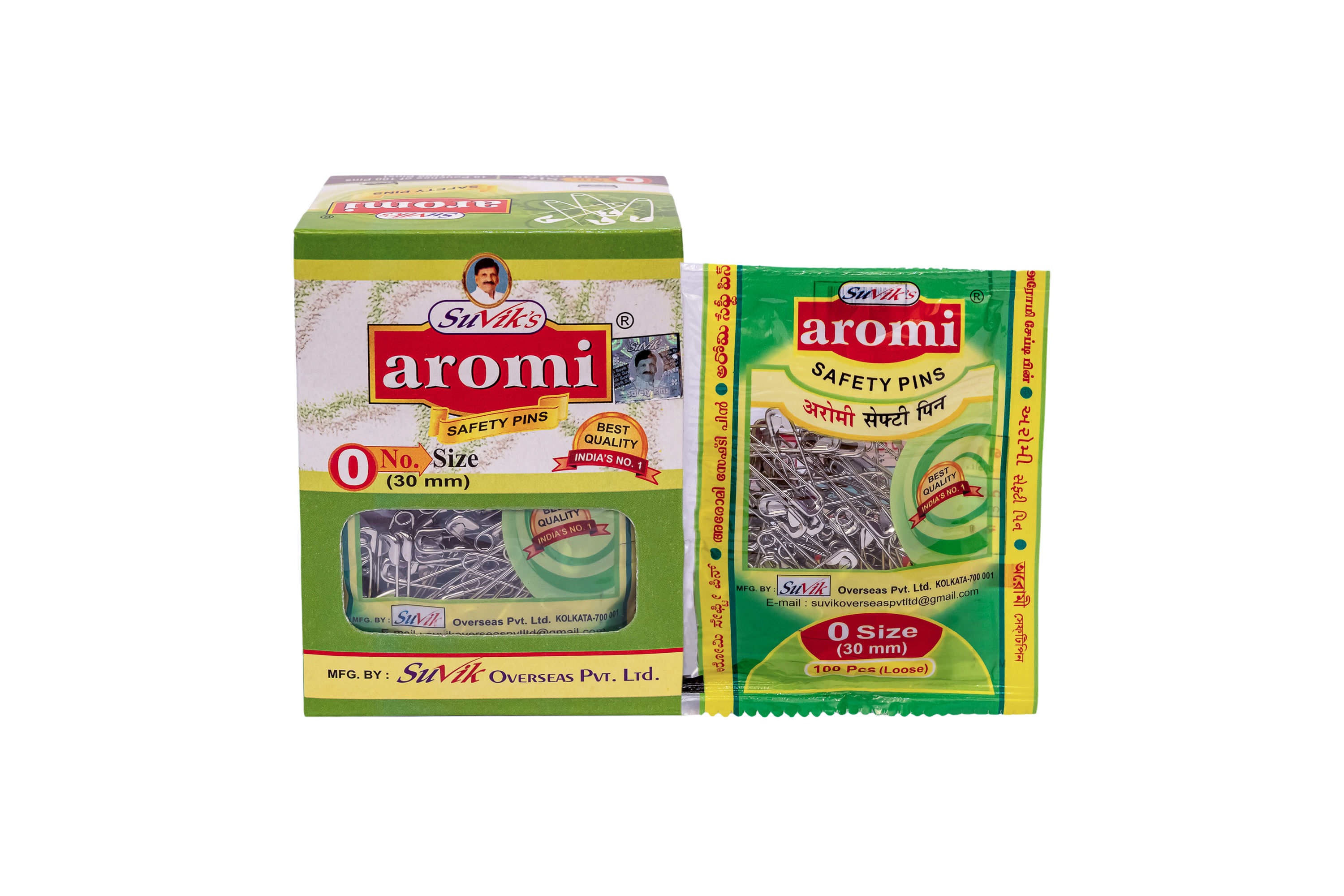 Aromi Safety Pins Size 0 To 10 Pouch - Coating Type: Nickel