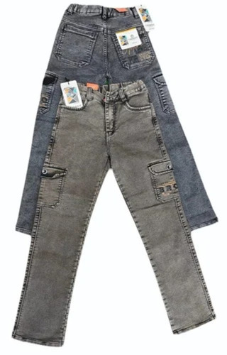 Dark Grey Kids Denim Cargo Pant