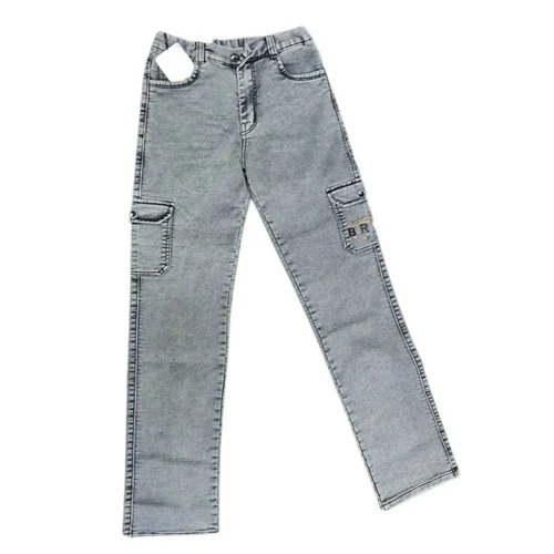 Light Grey Kids Denim Cargo Pant
