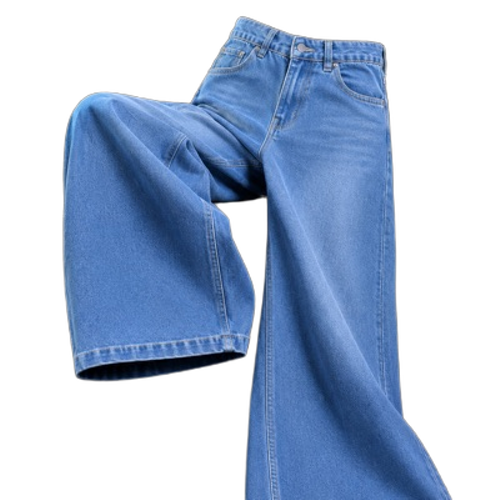 Women Sky Blue Wide Leg Baggy Fit Jeans