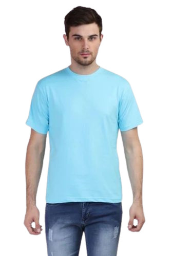 Men Sky Blue Color Plain T Shirt