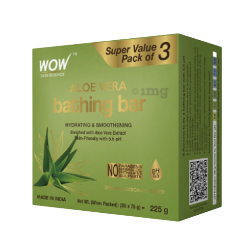 WOW Aloe Vera Bathing Bar 3U X 75Gms Pack