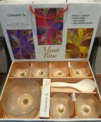 8 Pieces Round Glass Pudding Set