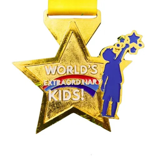 Golden Custom Sports Medal With Ribbon