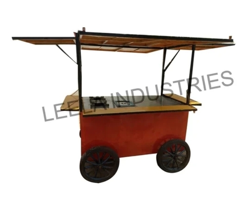 Red Mild Steel Fast Food Push Cart