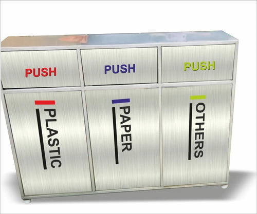 Stainless Steel 3 In 1 Push Bin