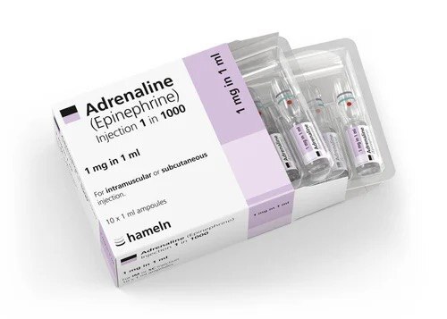 Adrenaline (Epinephrine) Injection (1 in 1000, 1 mg in 1 mL) manufactured by Hameln