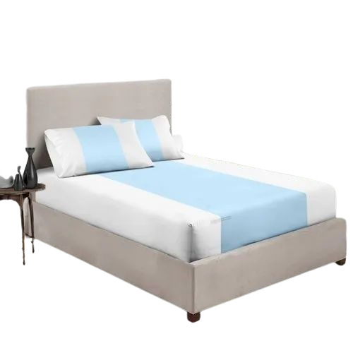 Blue And White Color Fitted Bed Sheet